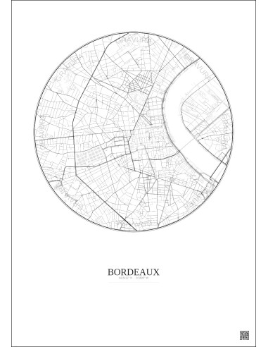 Bordeaux City Map Poster 2.5km | Gravura – Light background