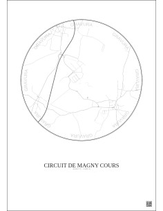 Affiche Circuit De Magny Cours – Poster carte de ville 2.5km | Gravura – Fond clair