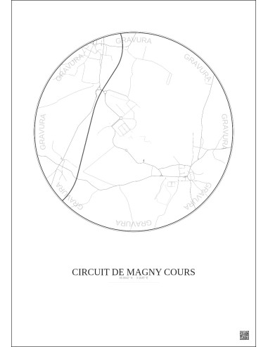 Affiche Circuit De Magny Cours – Poster carte de ville 2.5km | Gravura – Fond clair