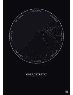 Affiche Golf D Etretat – Poster carte de ville 2.5km | Gravura – Fond foncé