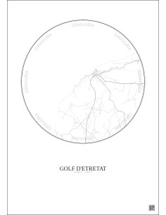 Affiche Golf D Etretat – Poster carte de ville 5km | Gravura – Fond clair