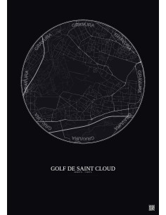 Affiche Golf De Saint Cloud – Poster carte de ville 2.5km | Gravura – Fond foncé
