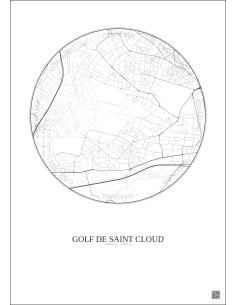 Affiche Golf De Saint Cloud – Poster carte de ville 2.5km | Gravura – Fond clair