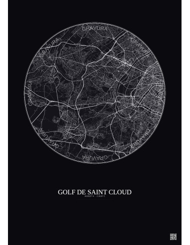 Affiche Golf De Saint Cloud – Poster carte de ville 10km | Gravura – Fond foncé