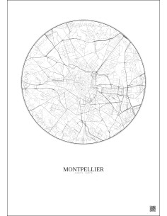 Affiche Montpellier – Poster carte de ville 2.5km | Gravura – Fond clair