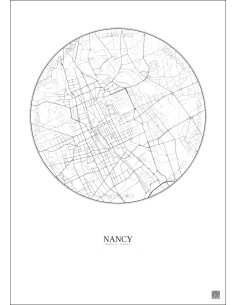Affiche Nancy – Poster carte de ville 2.5km | Gravura – Fond clair