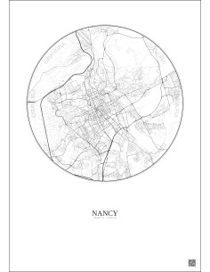 Affiche Nancy – Poster carte de ville 6km | Gravura – Fond clair