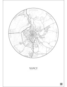Nancy City Map Poster 10km | Gravura – Light background
