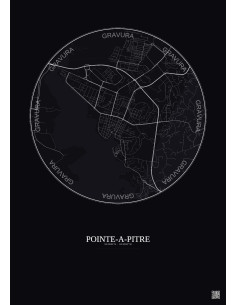 Affiche Pointe A Pitre – Poster carte de ville 2.5km | Gravura – Fond foncé