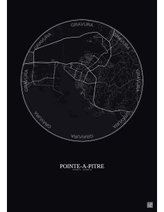 Affiche Pointe A Pitre – Poster carte de ville 5km | Gravura – Fond foncé