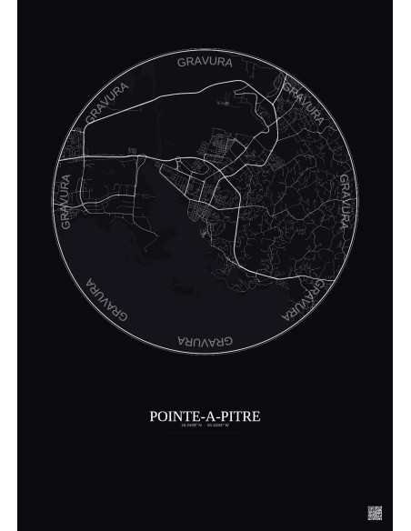 Affiche Pointe A Pitre – Poster carte de ville 5km | Gravura – Fond foncé