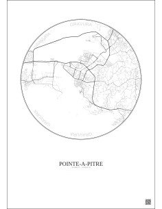 Affiche Pointe A Pitre – Poster carte de ville 5km | Gravura – Fond clair
