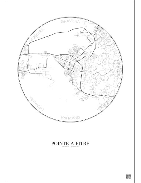 Affiche Pointe A Pitre – Poster carte de ville 5km | Gravura – Fond clair