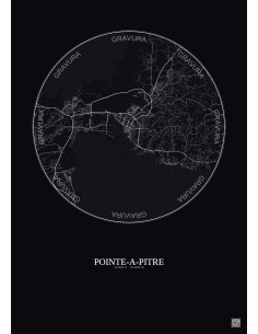 Affiche Pointe A Pitre – Poster carte de ville 10km | Gravura – Fond foncé