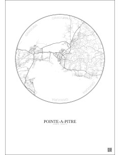 Affiche Pointe A Pitre – Poster carte de ville 10km | Gravura – Fond clair