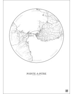 Affiche Pointe A Pitre – Poster carte de ville 20km | Gravura – Fond clair