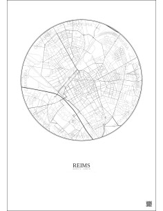 Affiche Reims – Poster carte de ville 2.5km | Gravura – Fond clair