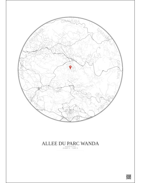 Affiche Roquefort Les Pins – Poster carte de ville 5km | Gravura – Fond clair