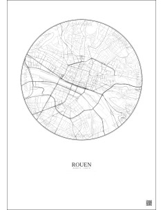 Affiche Rouen – Poster carte de ville 2.5km | Gravura – Fond clair