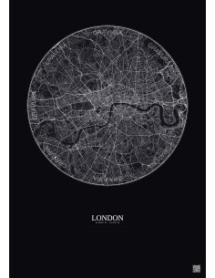 Affiche London – Poster carte de ville 10km | Gravura – Fond foncé