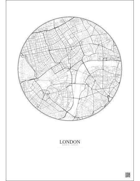Affiche London – Poster carte de ville 2.5km | Gravura – Fond clair