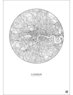 Affiche London – Poster carte de ville 10km | Gravura – Fond clair