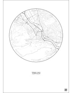 Affiche Tbilisi – Poster carte de ville 2.5km | Gravura – Fond clair