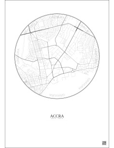 Affiche Accra – Poster carte de ville 2.5km | Gravura – Fond clair