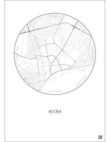 Affiche Accra – Poster carte de ville 2.5km | Gravura – Fond clair