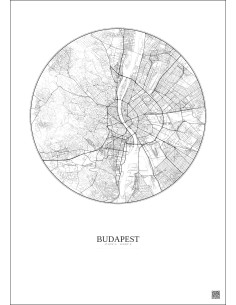 Affiche Budapest – Poster carte de ville 10km | Gravura – Fond clair