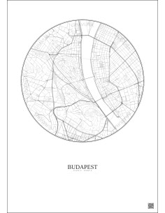 Affiche Budapest – Poster carte de ville 2.5km | Gravura – Fond clair