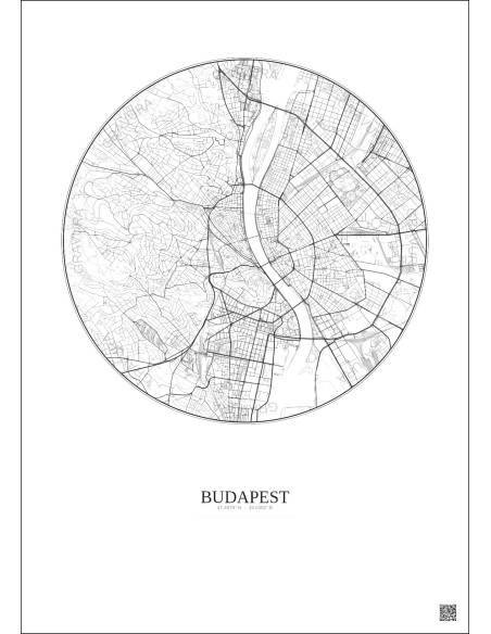Budapest City Map Poster 6km | Gravura – Light background