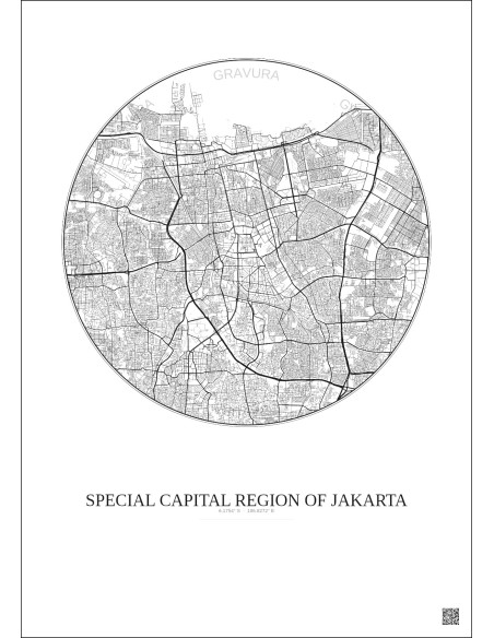 Affiche Special Capital Region Of Jakarta – Poster carte de ville 10km | Gravura – Fond clair