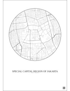 Affiche Special Capital Region Of Jakarta – Poster carte de ville 2.5km | Gravura – Fond clair