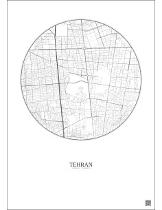 Affiche Tehran – Poster carte de ville 2.5km | Gravura – Fond clair
