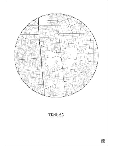 Affiche Tehran – Poster carte de ville 2.5km | Gravura – Fond clair