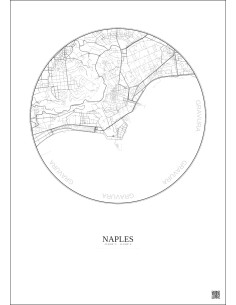 Affiche Naples – Poster carte de ville 2.5km | Gravura – Fond clair