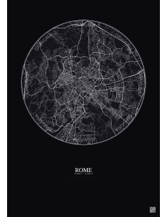 Affiche Rome – Poster carte de ville 10km | Gravura – Fond foncé