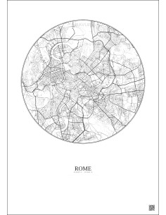 Rome City Map Poster 6km | Gravura – Light background