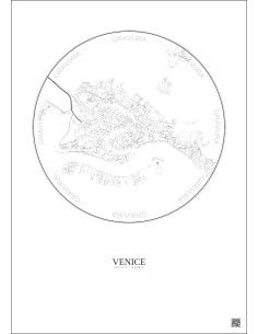 Affiche Venice – Poster carte de ville 2.5km | Gravura – Fond clair