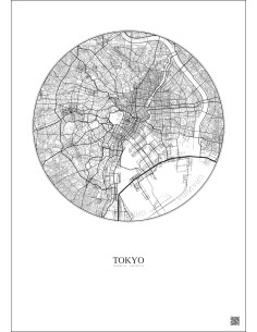 Affiche Tokyo – Poster carte de ville 10km | Gravura – Fond clair