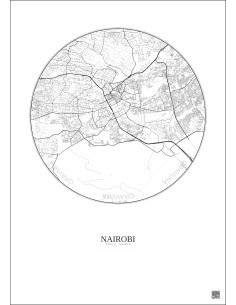 Affiche Nairobi – Poster carte de ville 10km | Gravura – Fond clair
