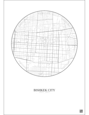 Affiche Bishkek City – Poster carte de ville 2.5km | Gravura – Fond clair
