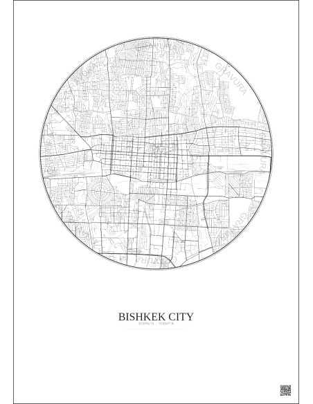 Affiche Bishkek City – Poster carte de ville 6km | Gravura – Fond clair