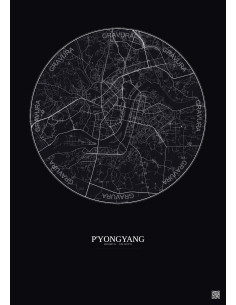 Affiche P Yongyang – Poster carte de ville 10km | Gravura – Fond foncé