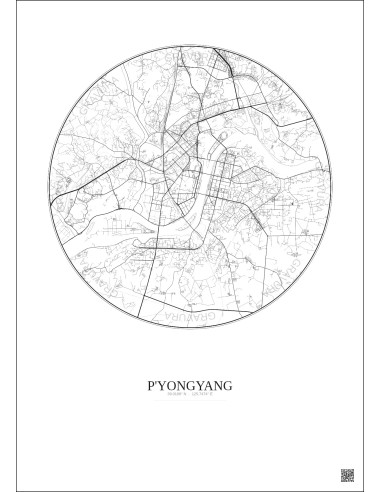 Affiche P Yongyang – Poster carte de ville 10km | Gravura – Fond clair