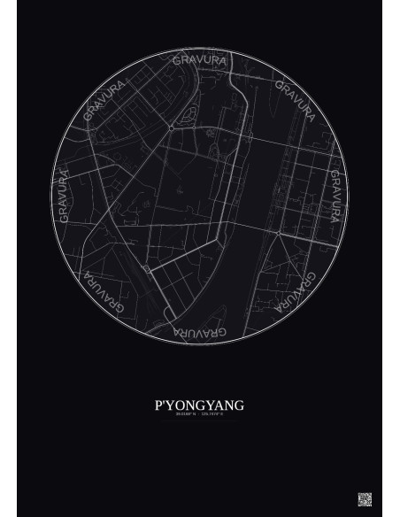 P Yongyang City Map Poster 2.5km | Gravura – Dark background
