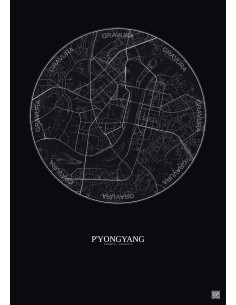 Affiche P Yongyang – Poster carte de ville 6km | Gravura – Fond foncé