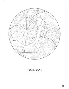 Affiche P Yongyang – Poster carte de ville 6km | Gravura – Fond clair