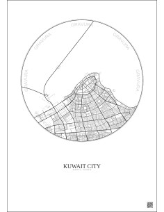 Affiche Kuwait City – Poster carte de ville 10km | Gravura – Fond clair